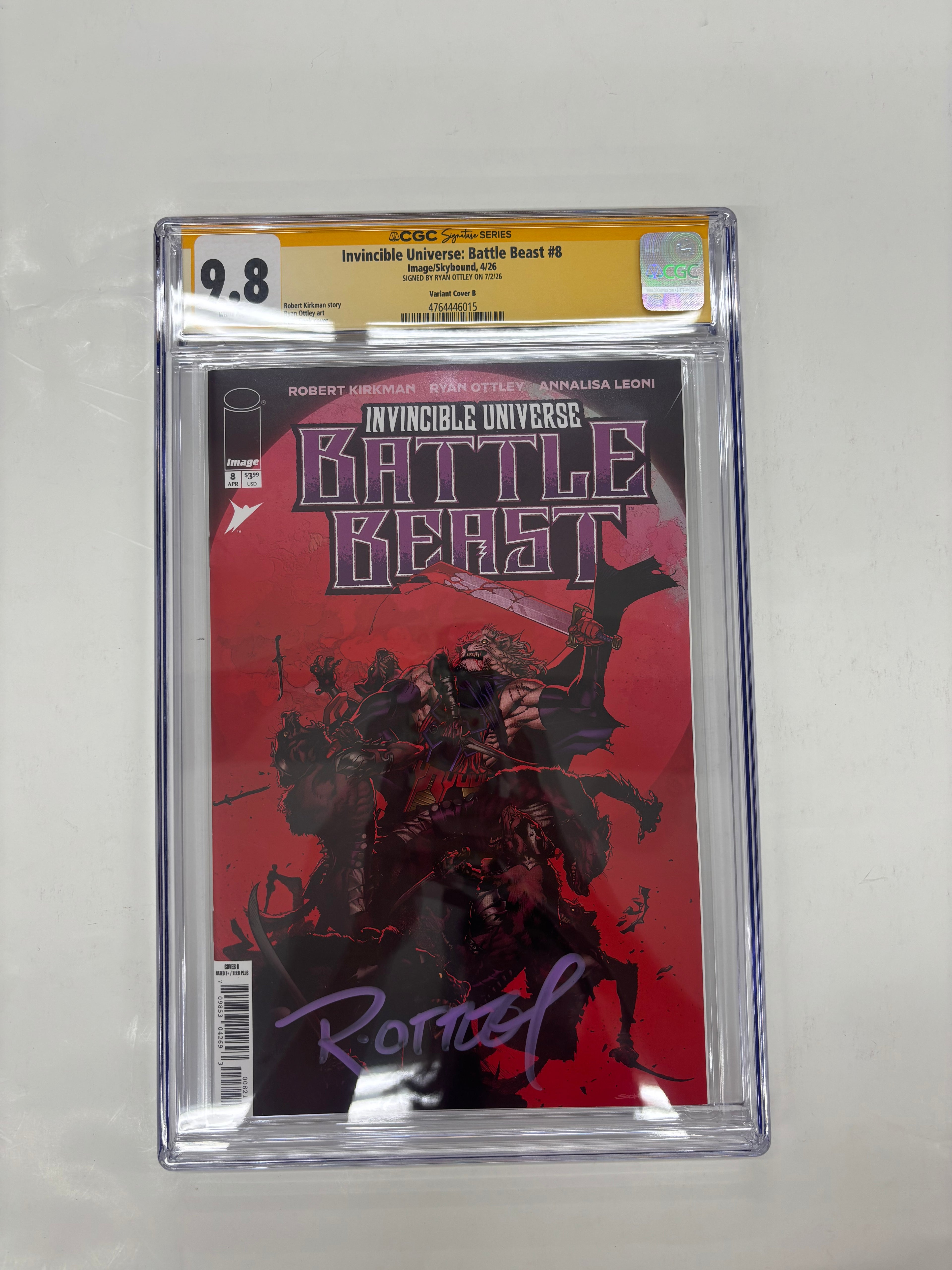 Battle Beast #8 Cover B CGC 9.8 Yellow Label Signed by Ryan Ottley