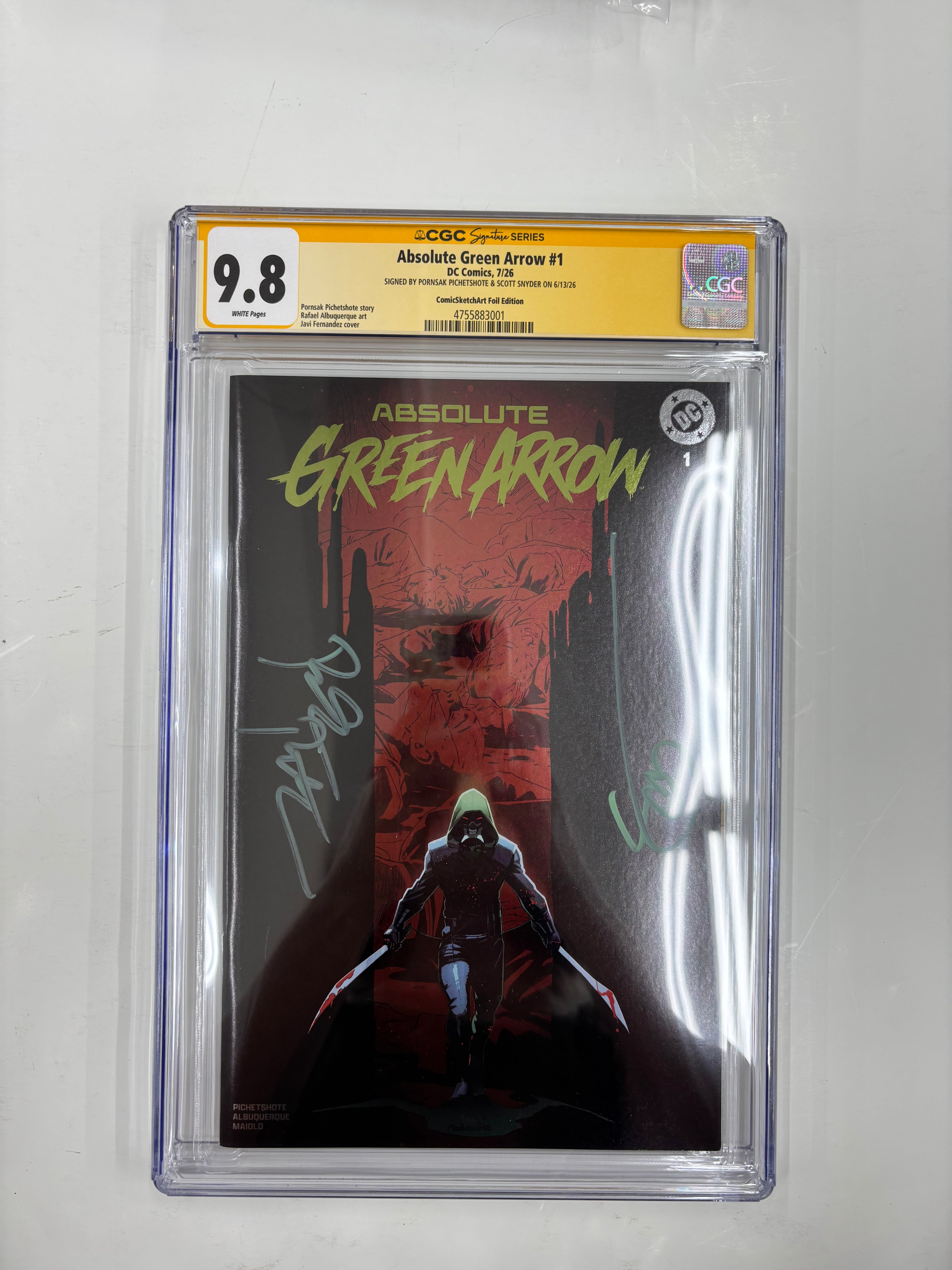 YELLOW SLAB CGC 9.8 Absolute green arrow #1 comicsketchart foil edition