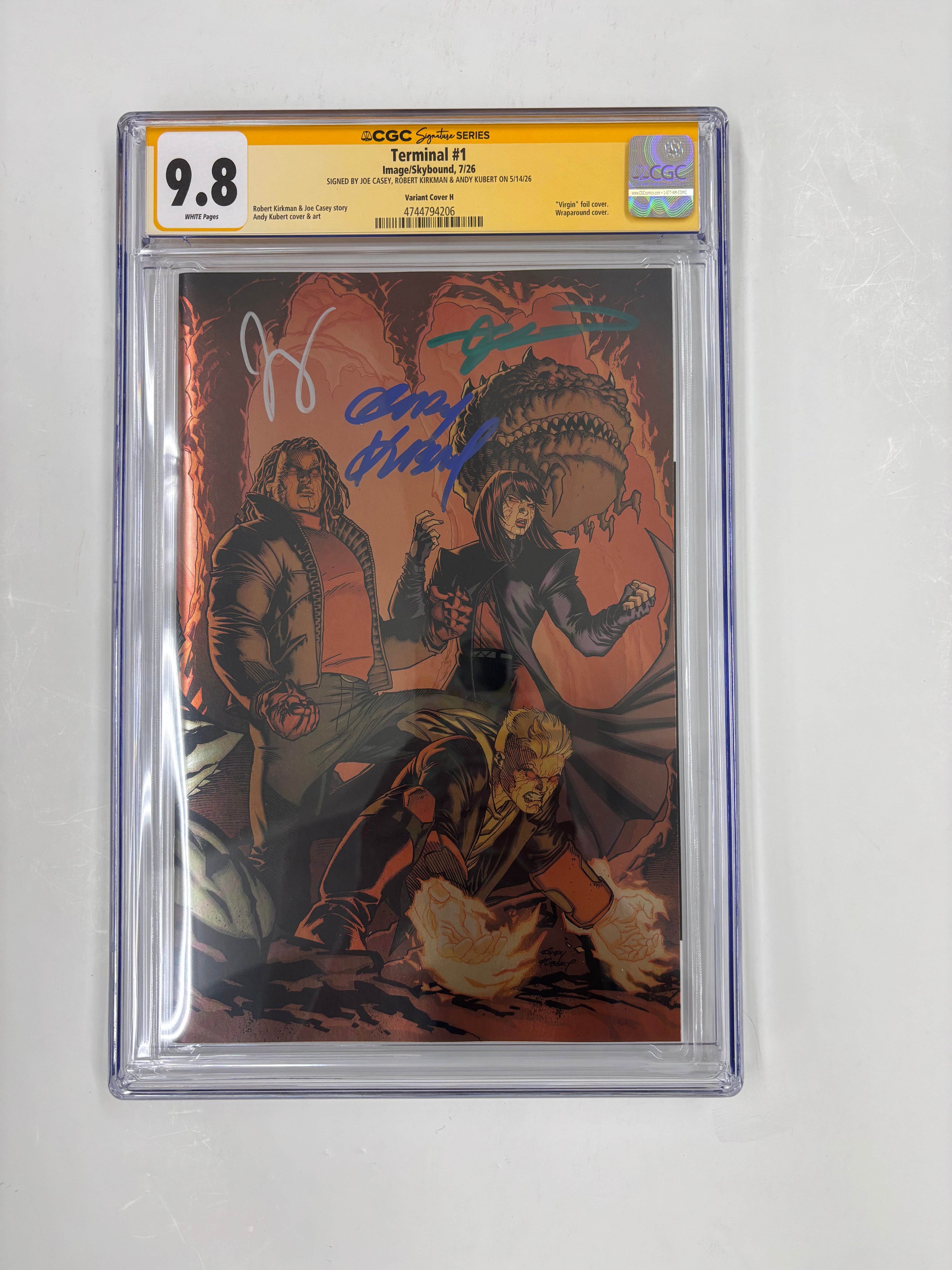 YELLOW SLAB CGC 9.8 terminal #1 variant cover H signed by Joe Casey, Andy Kubert, and Robert Kirkman