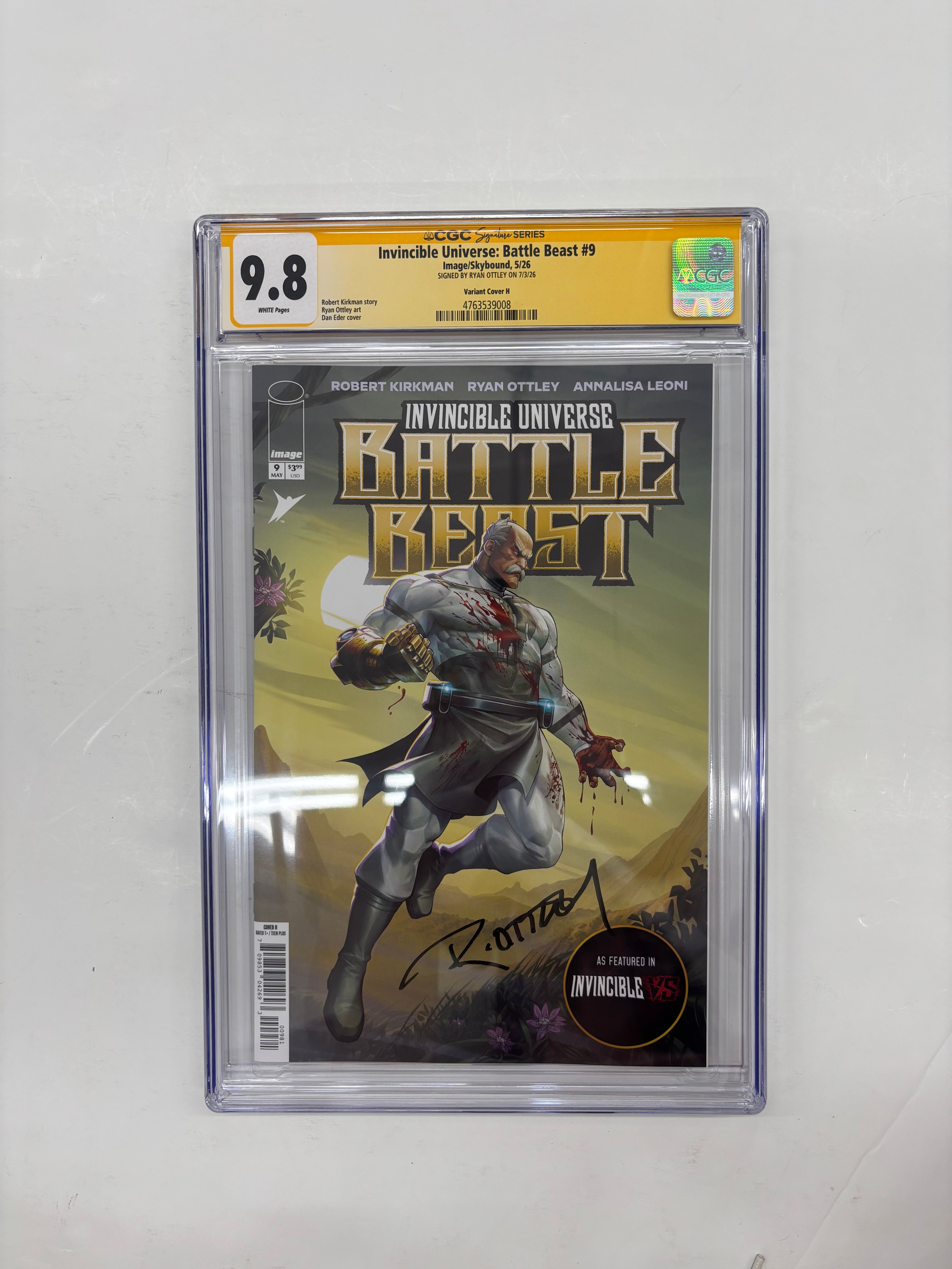 OTTLEY SIGNED battle beast #9 h variant cover 9.8 cgc yellow label