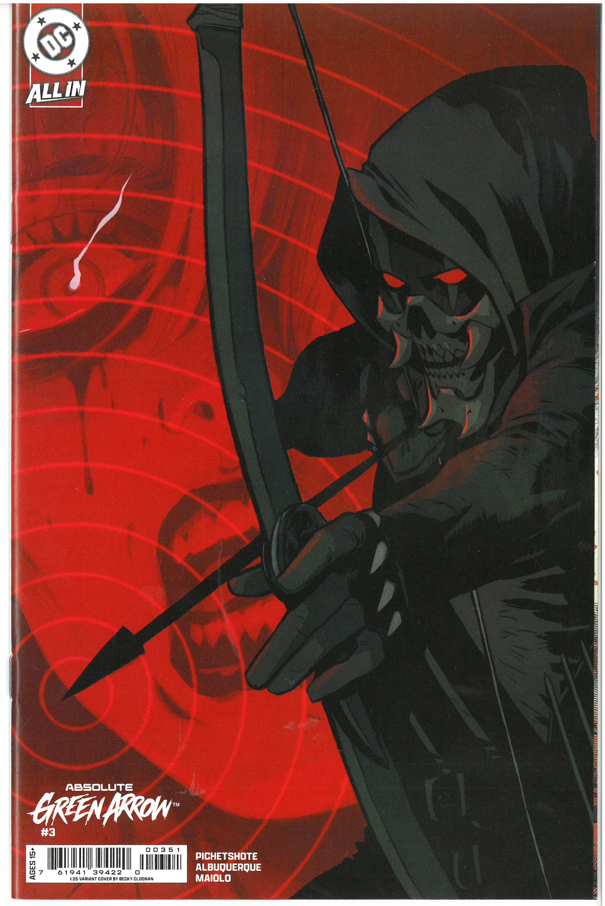 Absolute Green Arrow #3 1:25 Cloonan Variant Cover Signed by Pornsak Pichetshote