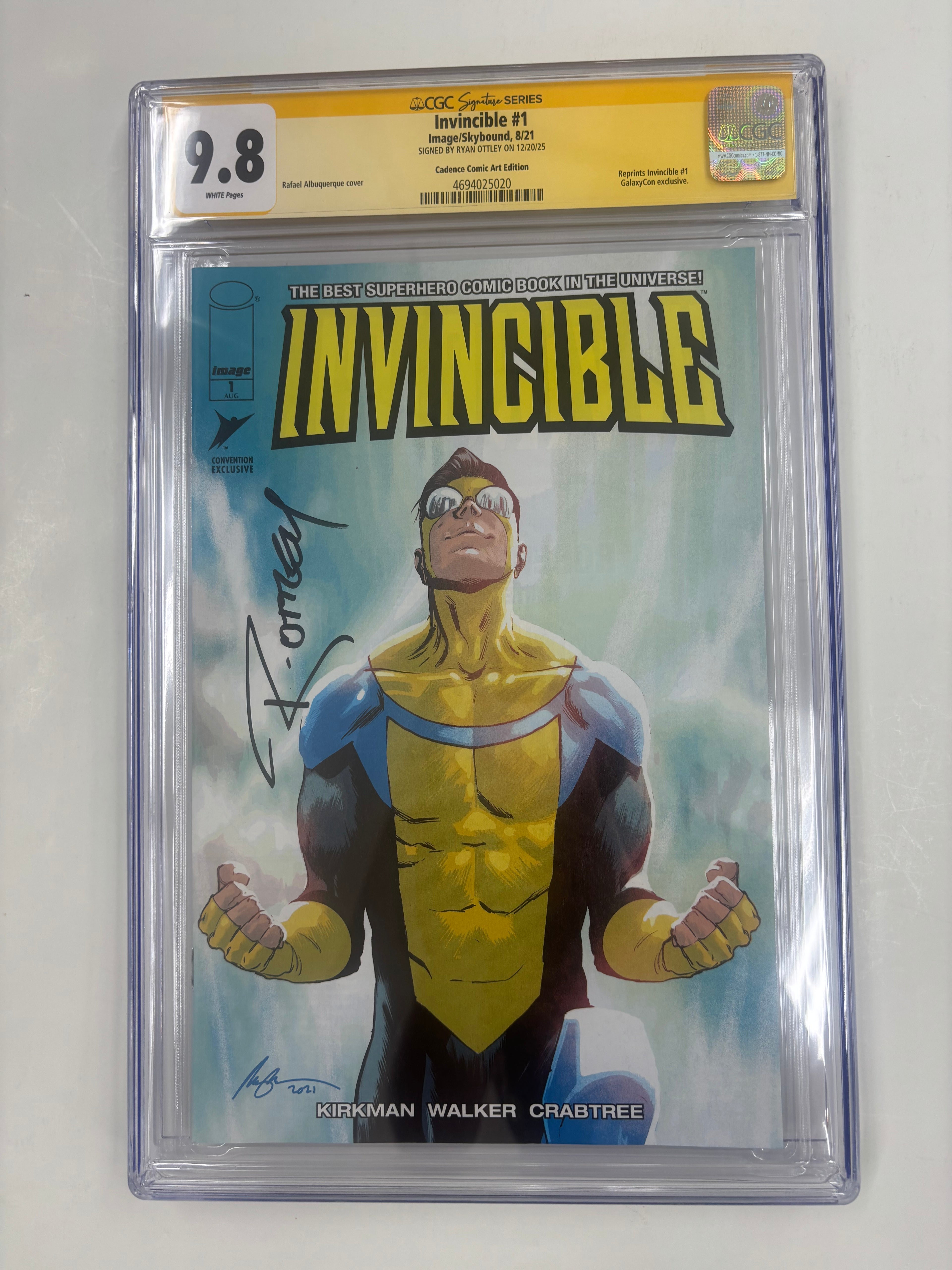 Invincible #1 Cadence Comic Art Edition CGC 9.8 Yellow Label Signed by Ryan Ottley