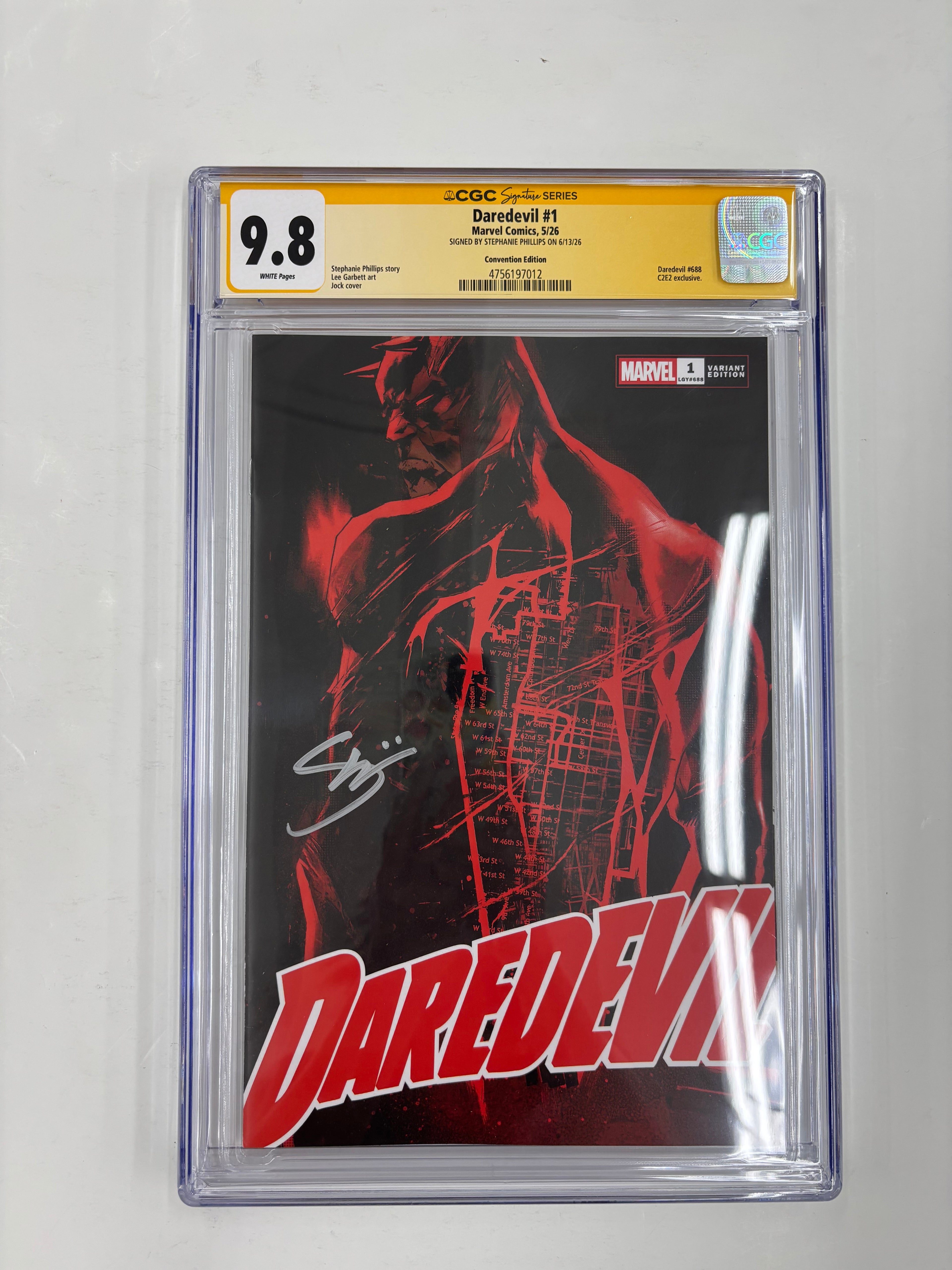 YELLOW SLAB CGC 9.8 daredevil #1 convention trade cover signed by Stephanie Phillips