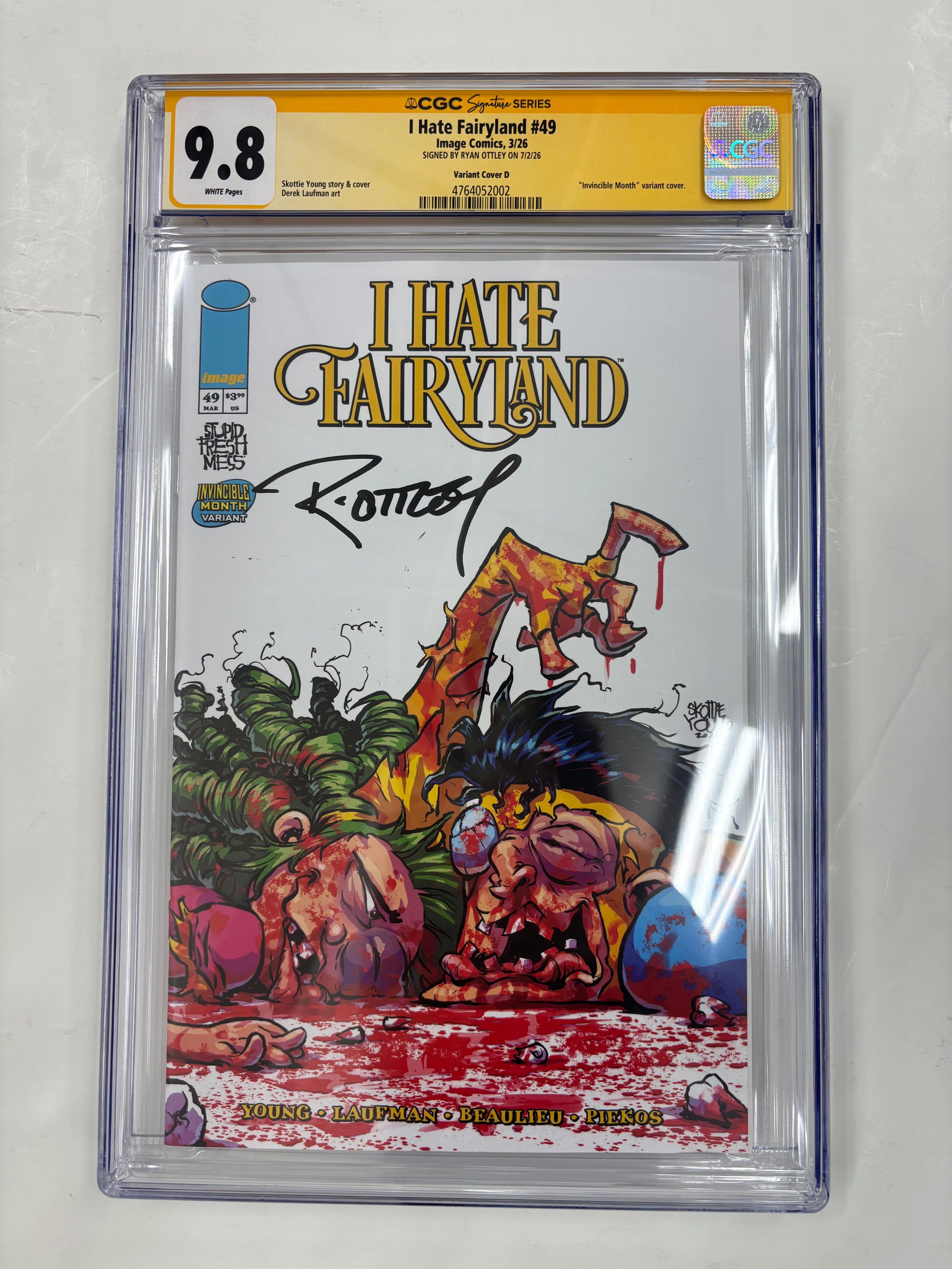 I Hate Fairyland Invincible Month Variant CGC 9.8 Yellow Label Signed by Ryan Ottley