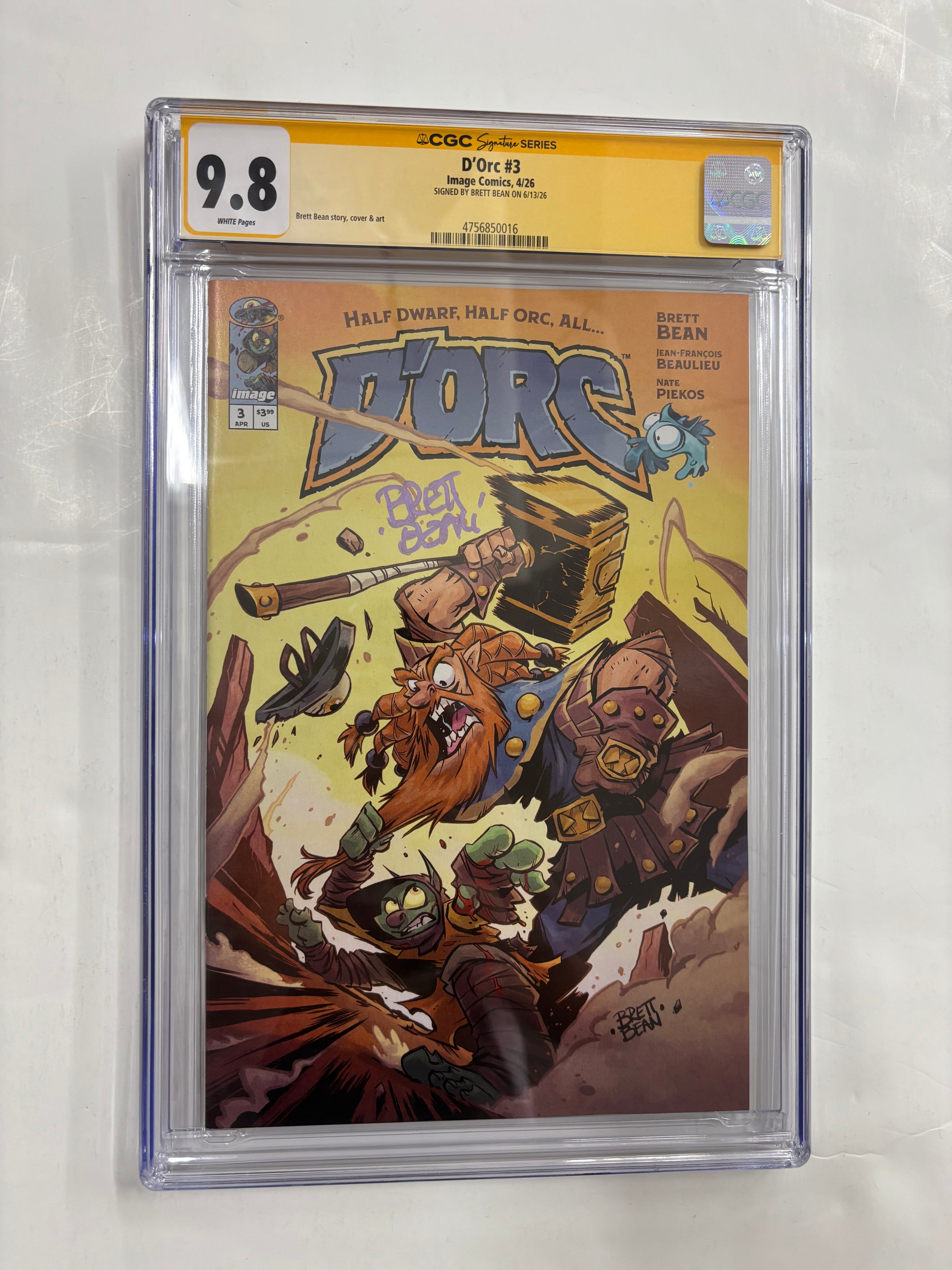 D’ORC #3 signed by Brett bean cgc 9.8 yellow label