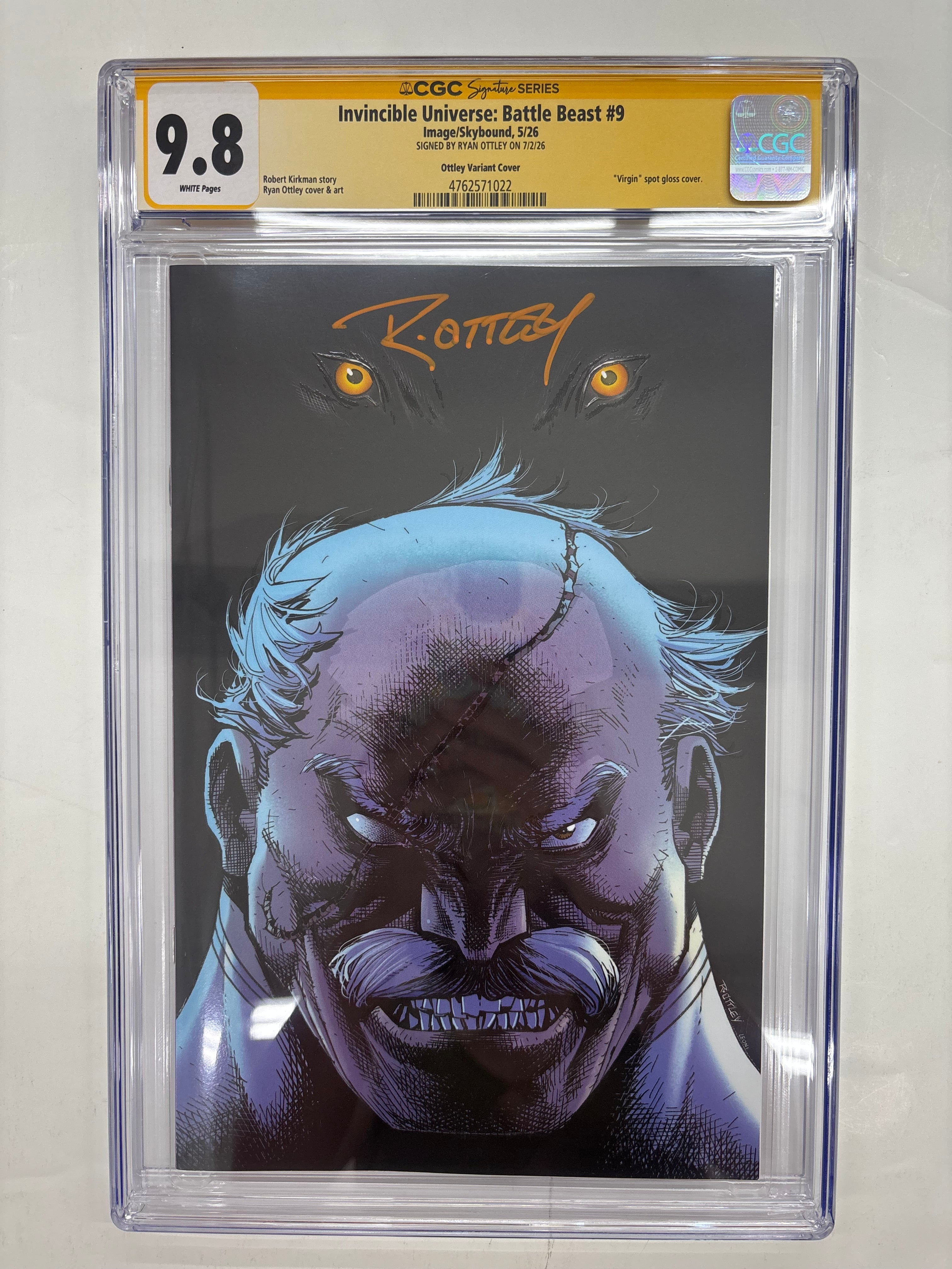Battle Beast #9 Ottley Variant GITD CGC 9.8 Yellow Label Signed by Ryan Ottley