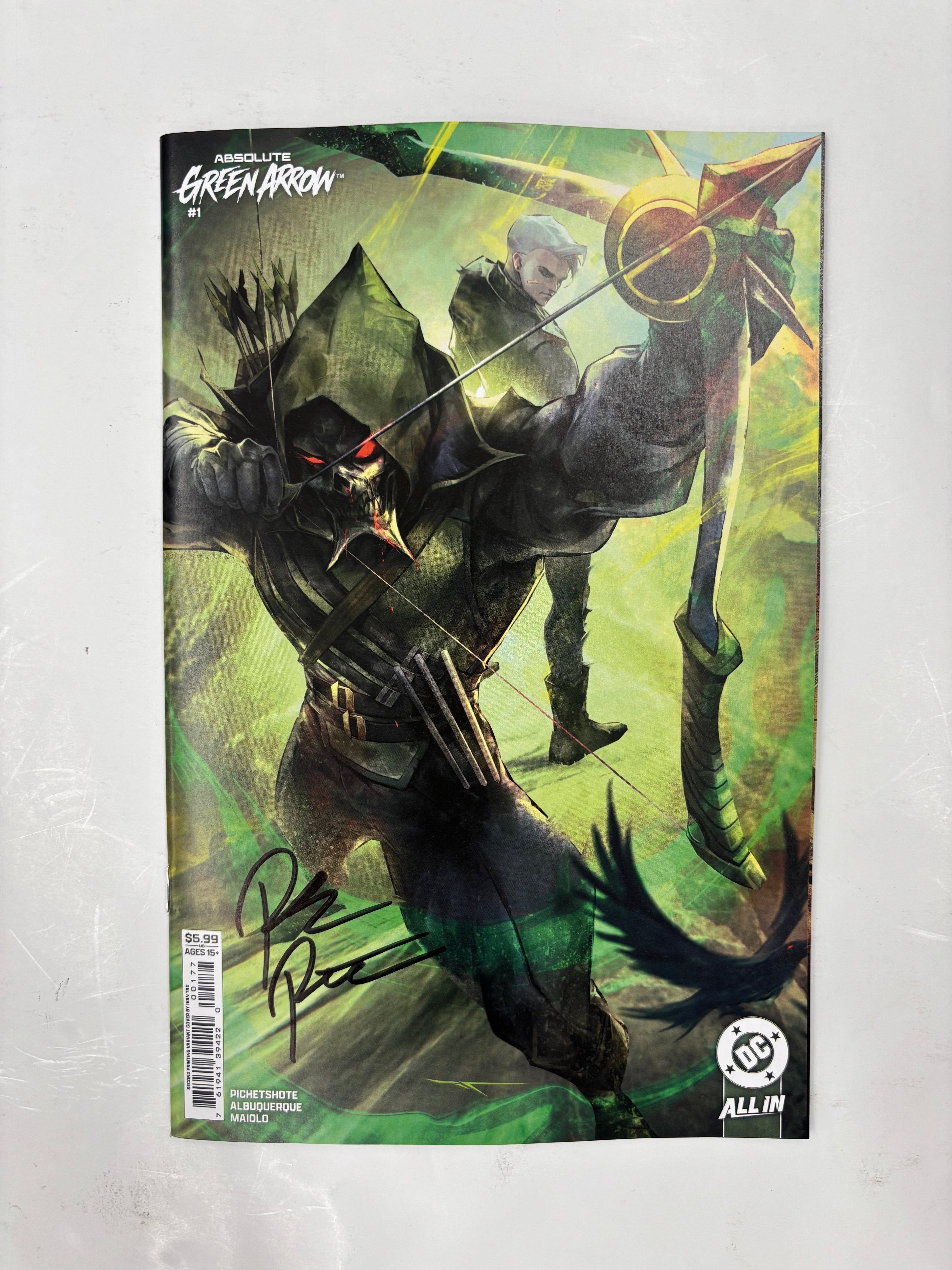 PICHETSHOTE SIGNED Absolute Green Arrow #1 second printing variant by Tao