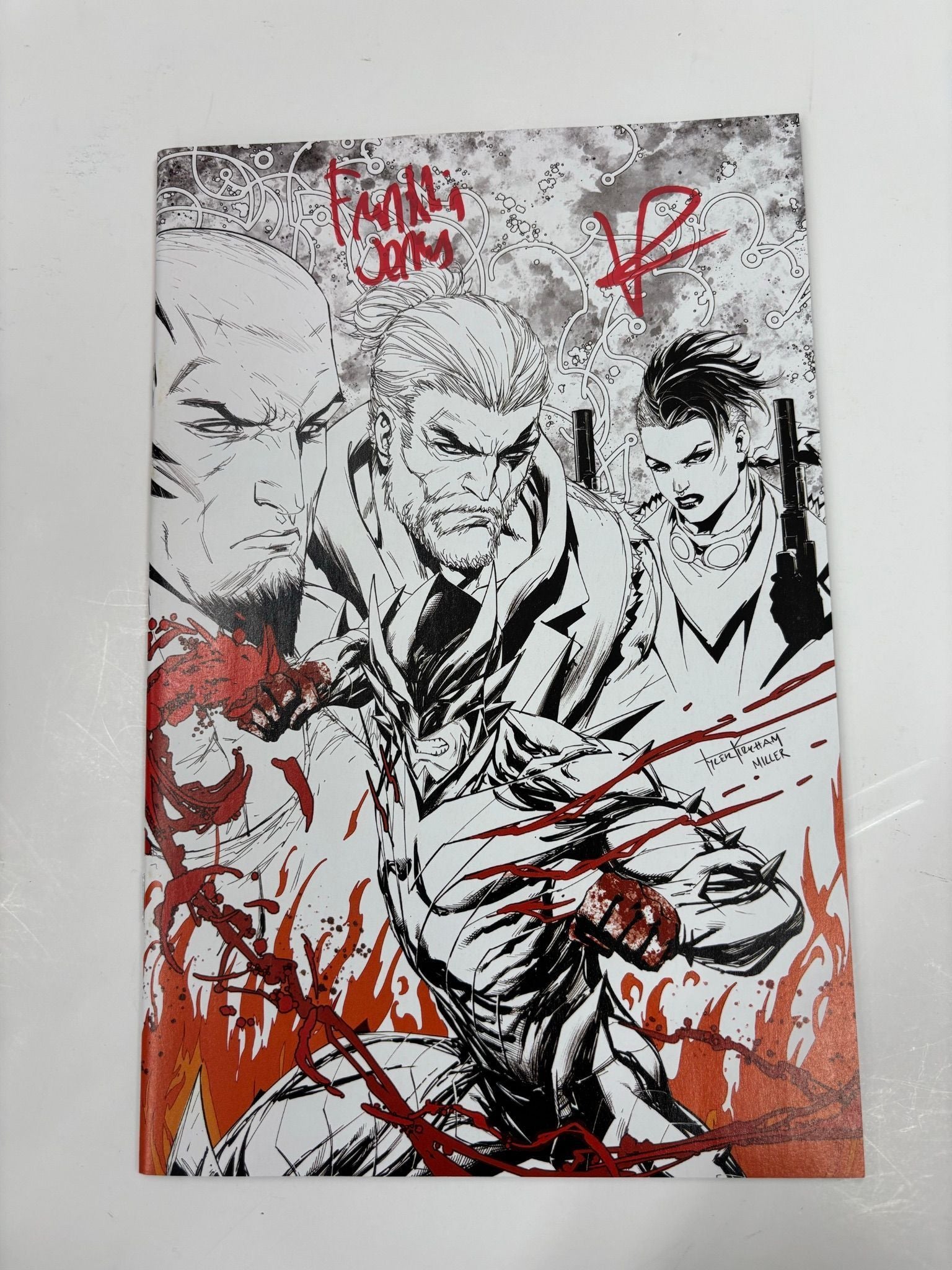 Fireborn #1 cover L black and white virgin Kirkman variant signed by Frankie Jonas and Curt Pines