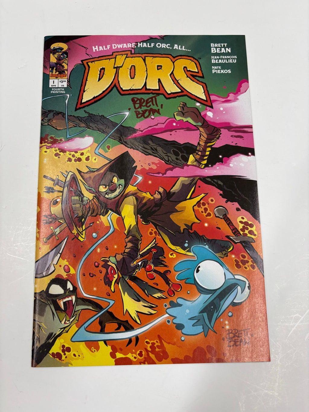 D'ORC #1 fourth printing teal cover signed by Brett Bean