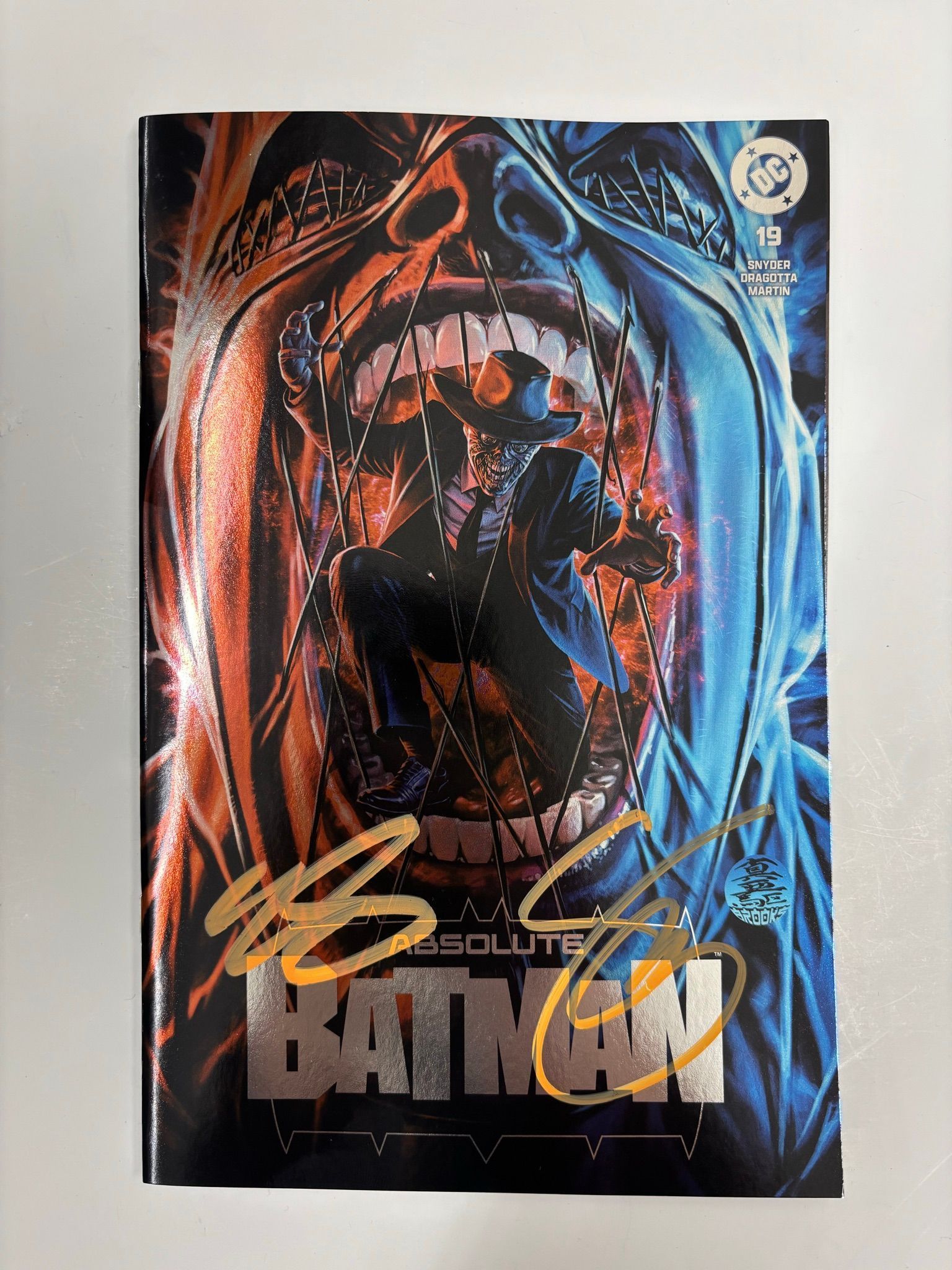 Absolute Batman #19 foil variant cover signed by Scott Snyder and Mark Brooks