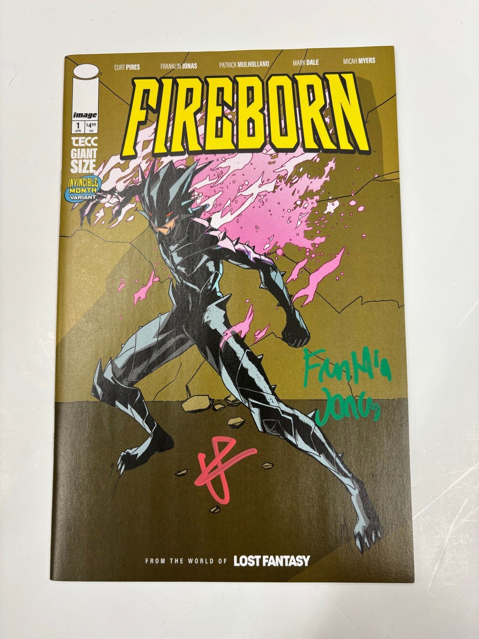 Fireborn #1 invincible homage cover signed by Frankie Jonas and Curt pines