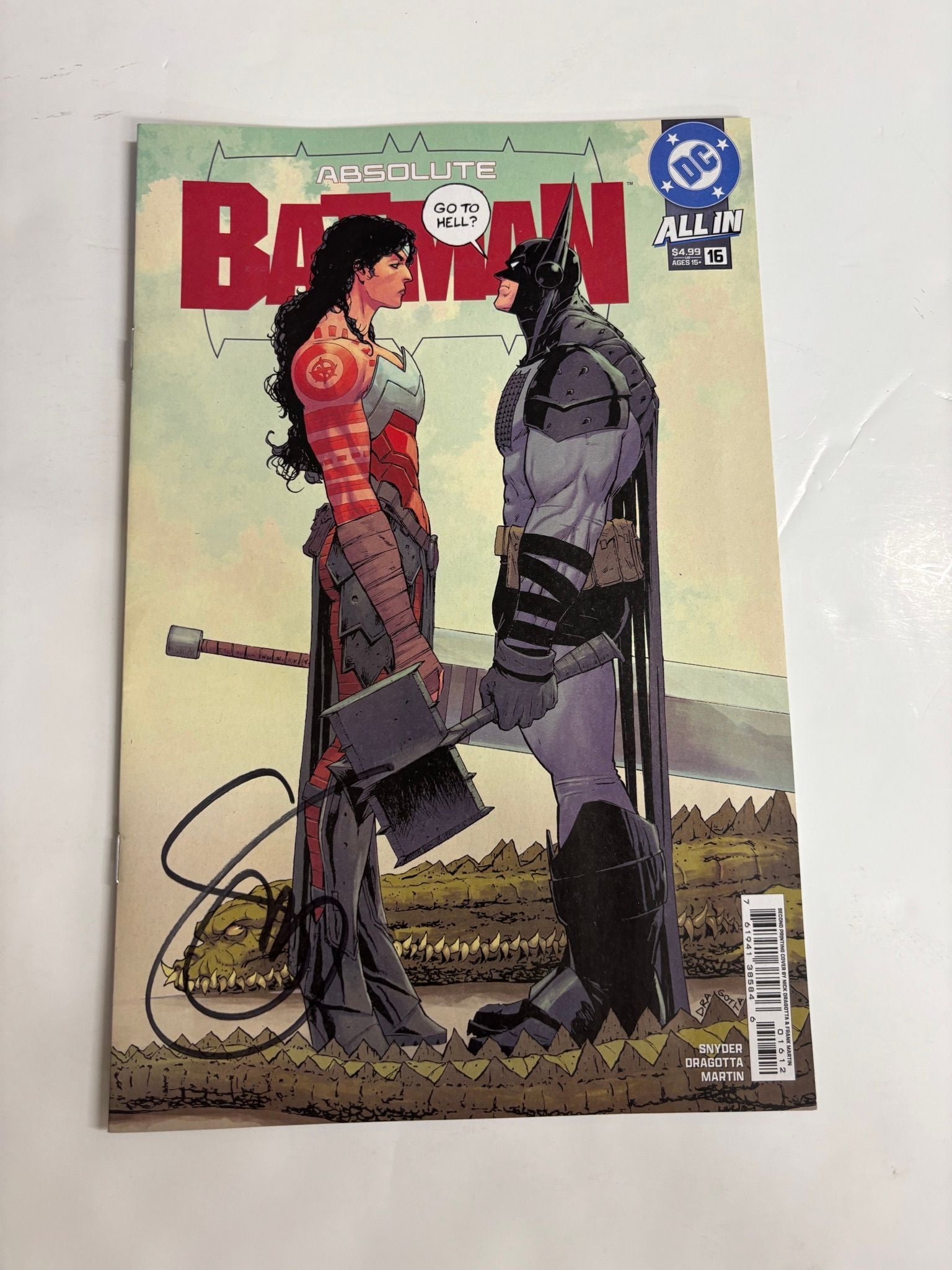 SNYDER SIGNED absolute Batman #16 2nd printing cover by dragotta and martin