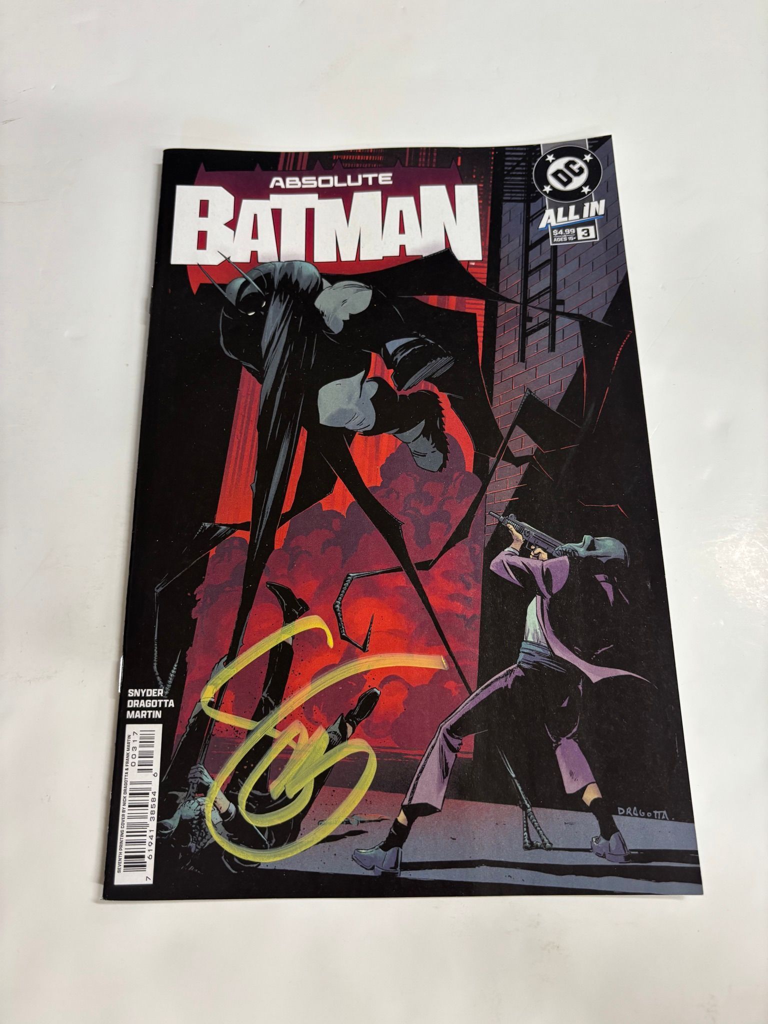SNYDER SIGNED absolute Batman #3 7th printing Dragotta &martjn cover