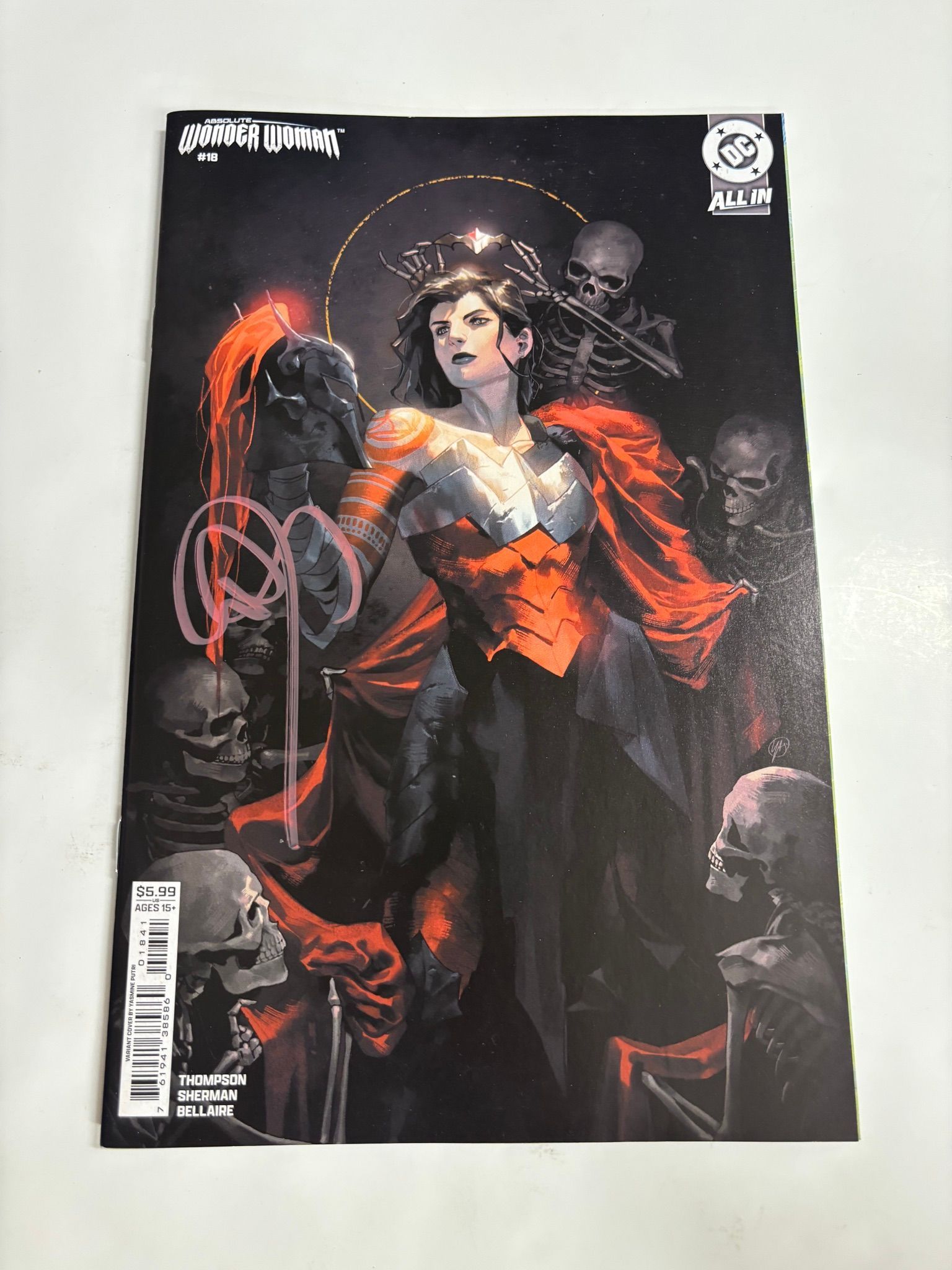 SNYDER SIGNED absolute Wonder Woman #18 putri variant skeleton cover