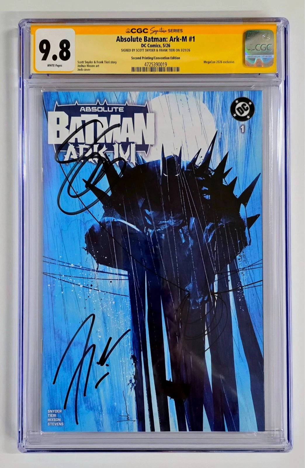 ABSOLUTE BATMAN ARK-M #1, CGC 9.8, 2X SIGNED BY FRANK TIERI/SCOTT SNYDER